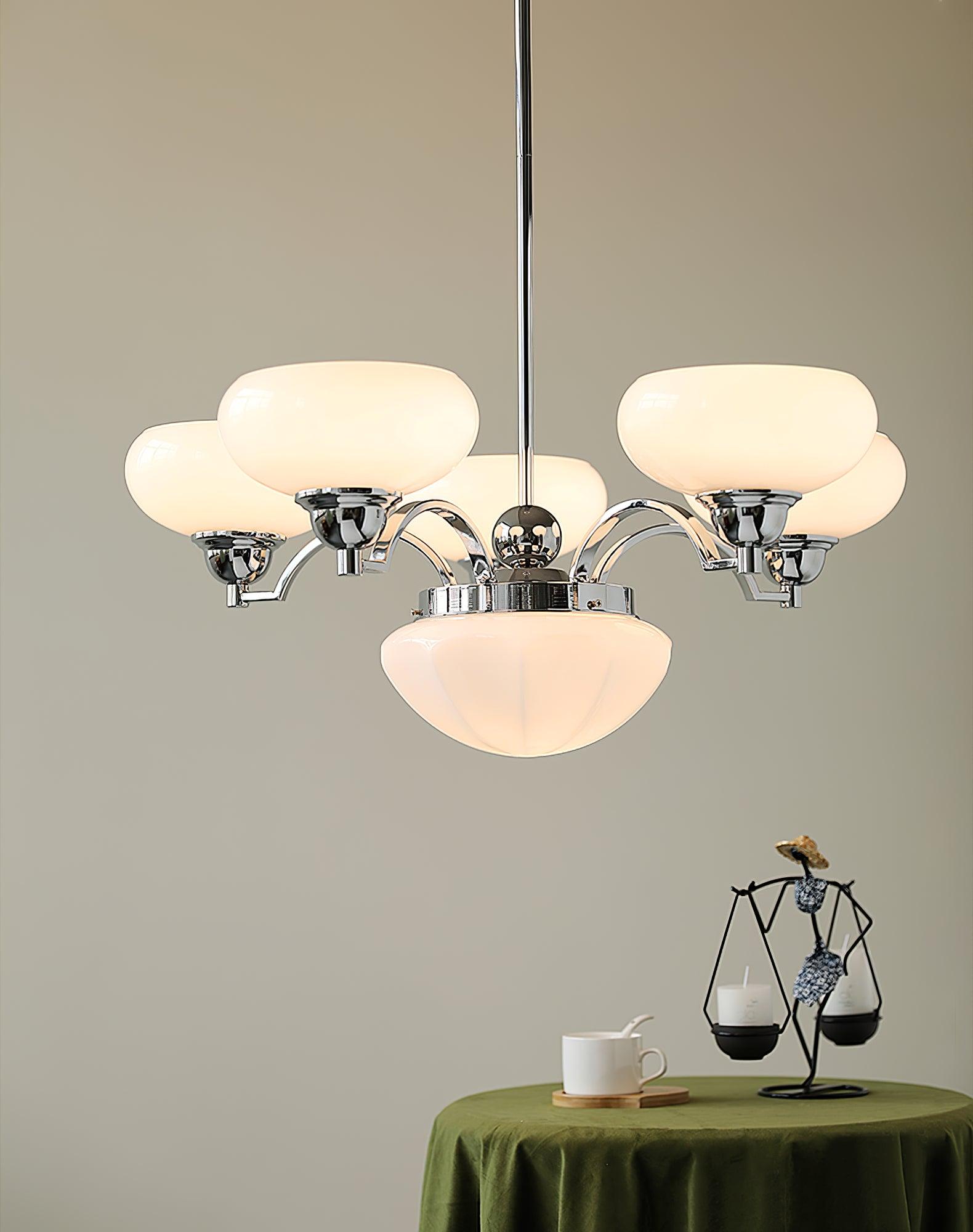 Warre Crown Modern Glass Globe Chandelier with Adjustable Rod for Indoor Lighting