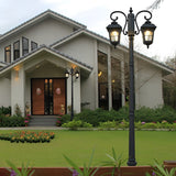 Waterproof 2 Light Outdoor Post Light Black Aluminum Garden Street Pole Lamp