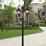 Waterproof 2 Light Outdoor Post Light Black Aluminum Garden Street Pole Lamp