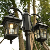 Waterproof 2 Light Outdoor Post Light Black Aluminum Garden Street Pole Lamp