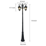Waterproof 2 Light Outdoor Post Light Black Aluminum Garden Street Pole Lamp