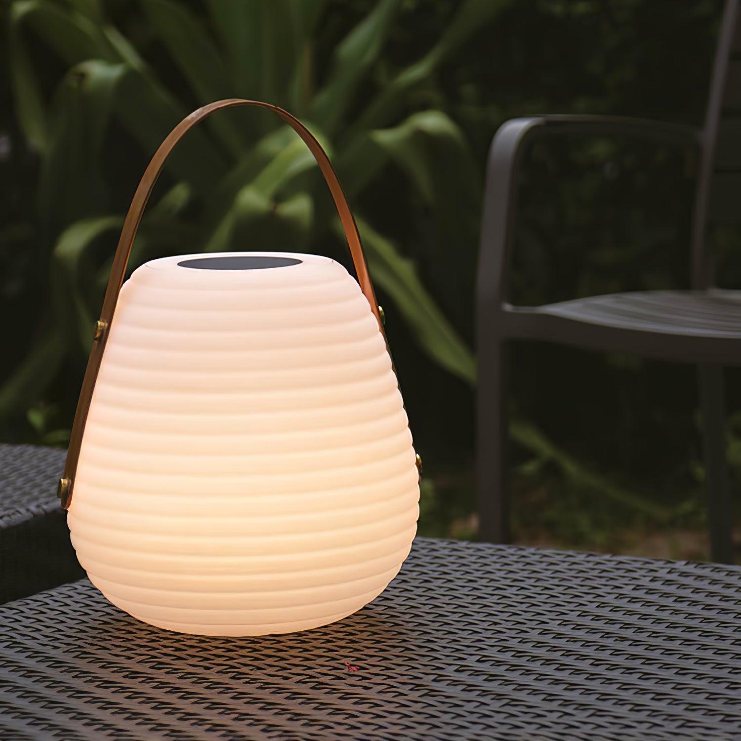 Waterproof Beehive Garden Lantern LED Portable Patio Table Lamp with Leather Handle