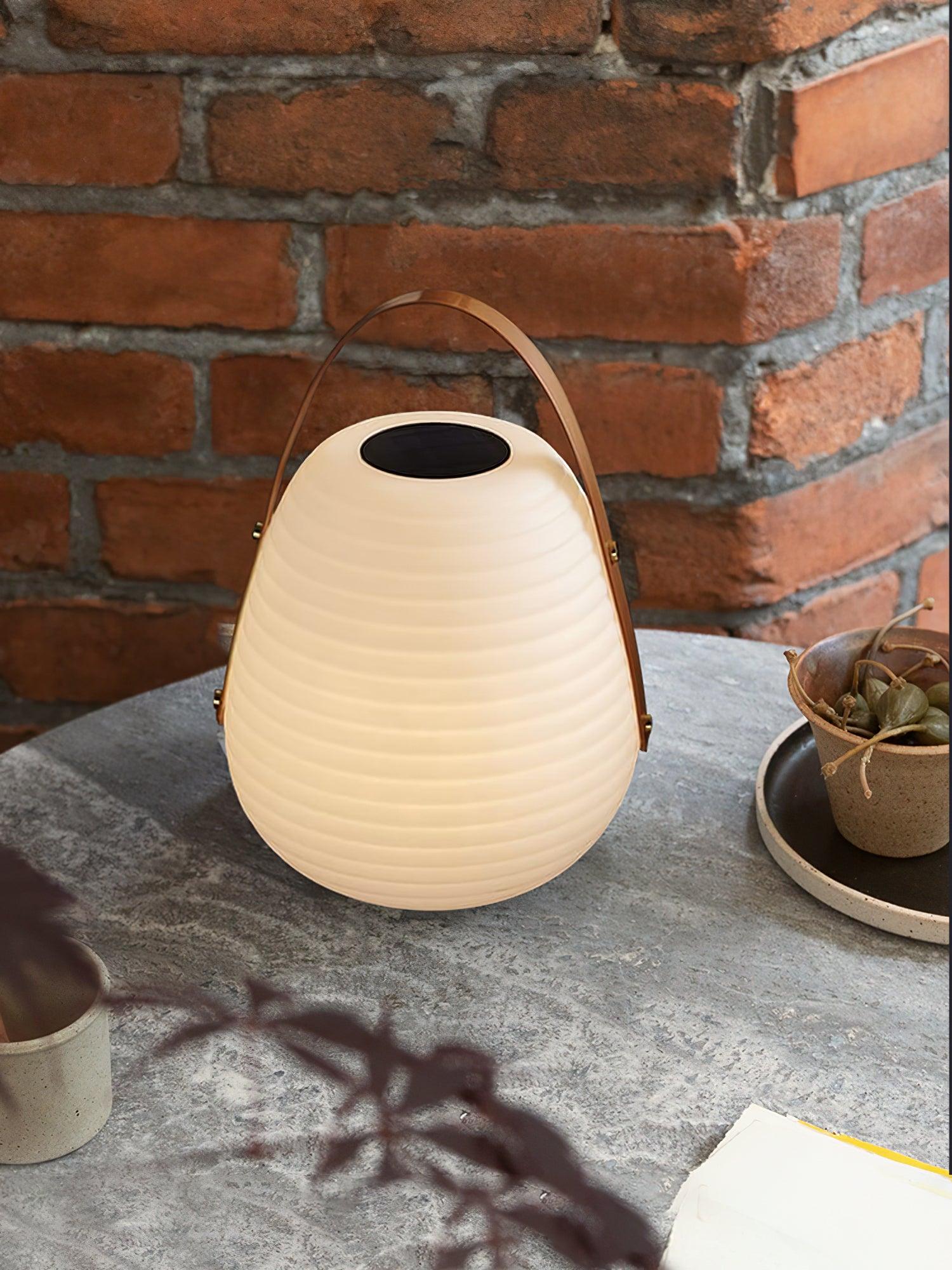 Waterproof Beehive Garden Lantern LED Portable Patio Table Lamp with Leather Handle