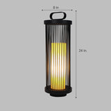Waterproof Black Retro Cage Outdoor Lantern Modern Decorative Floor Light for Garden