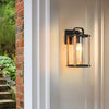 Waterproof Industrial Black Outdoor Wall Lantern Sconce with Glass Shade for Porch and Patio