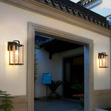 Waterproof Industrial Black Outdoor Wall Lantern Sconce with Glass Shade for Porch and Patio