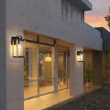 Waterproof Industrial Black Outdoor Wall Lantern Sconce with Glass Shade for Porch and Patio