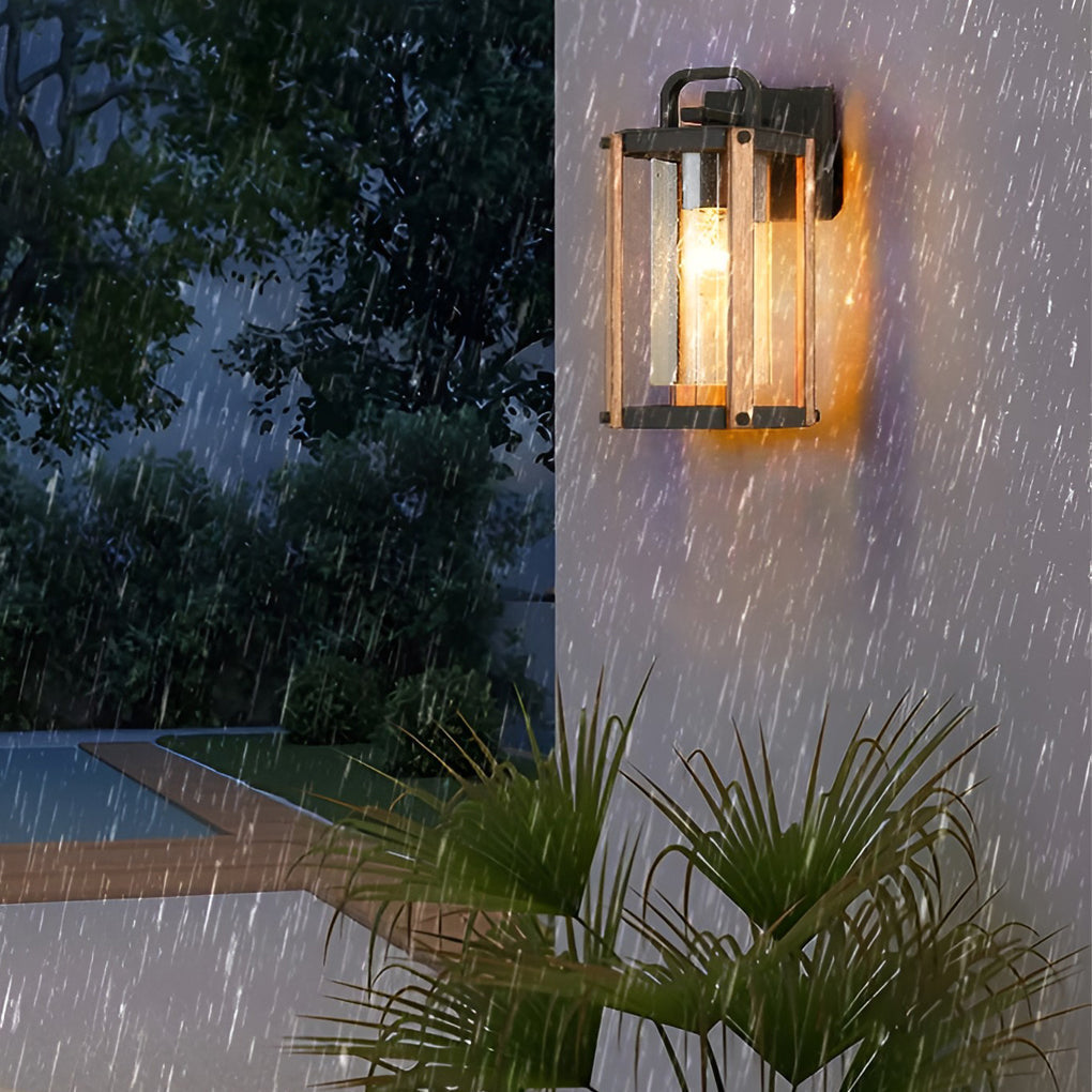 Waterproof Industrial Black Outdoor Wall Lantern Sconce with Glass Shade for Porch and Patio