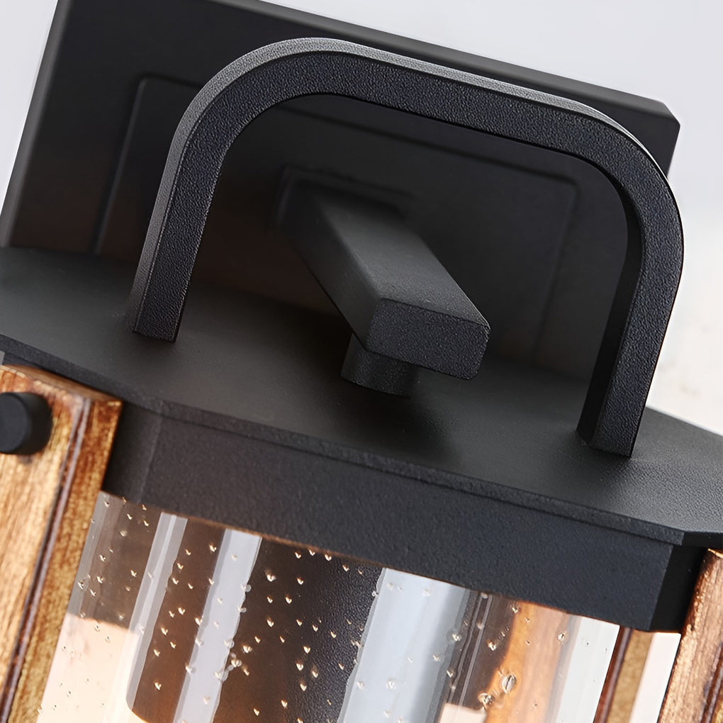 Waterproof Industrial Black Outdoor Wall Lantern Sconce with Glass Shade for Porch and Patio