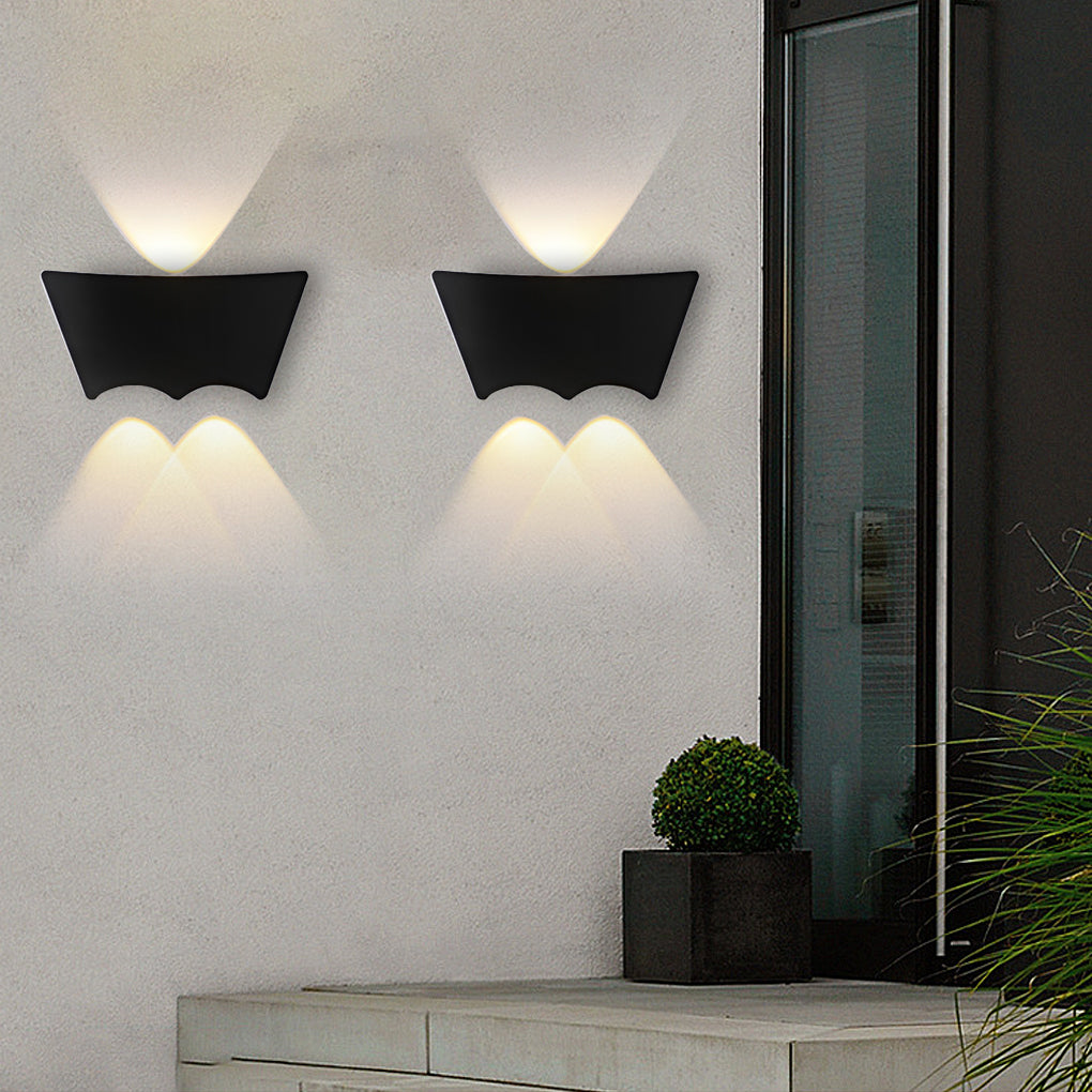 Waterproof Modern Black LED Wall Sconce Up and Down Porch Light for Outdoor Indoor Use