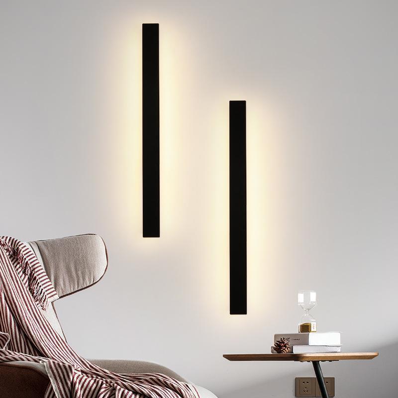 Waterproof Modern Long Strip LED Wall Light Black Exterior Sconce for Garden Patio