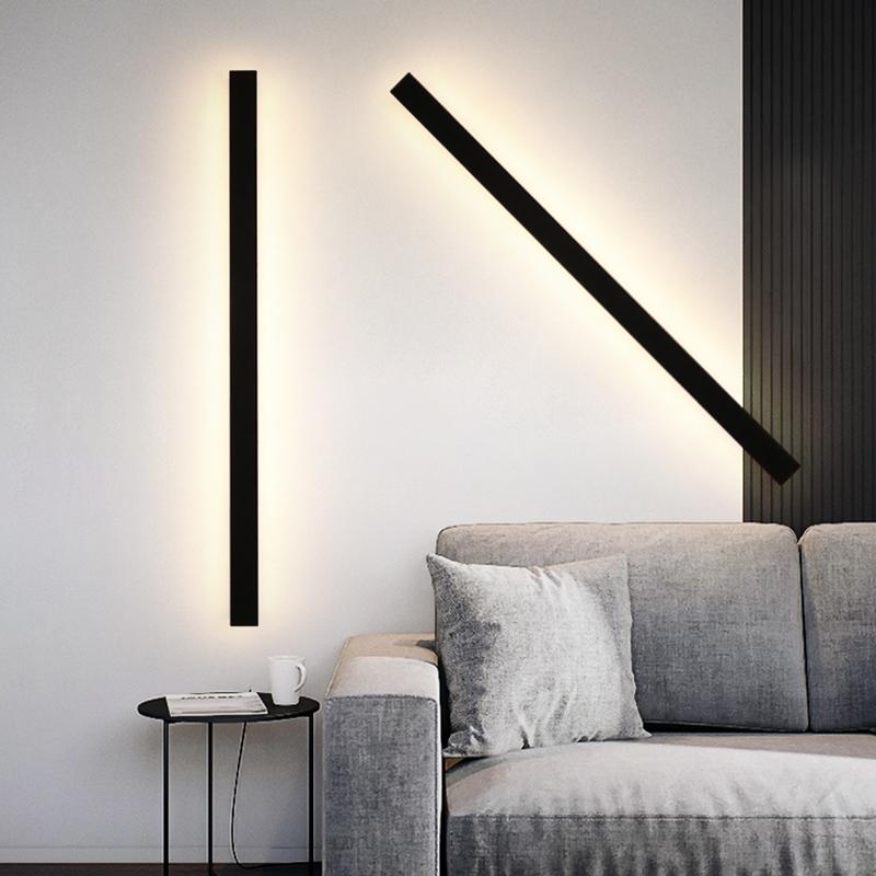 Waterproof Modern Long Strip LED Wall Light Black Exterior Sconce for Garden Patio
