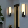 Waterproof Modern Rectangular Outdoor LED Wall Sconce with Faux Marble and Stainless Steel Black