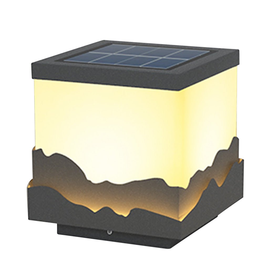 Waterproof Mountain Scene Solar Post Cap Light Outdoor LED Landscape Decorative Fence Lighting