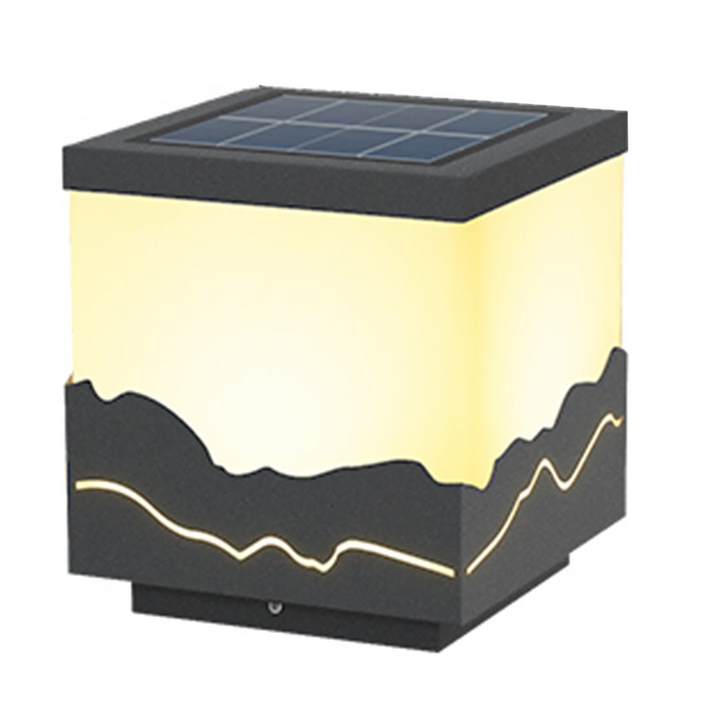Waterproof Mountain Scene Solar Post Cap Light Outdoor LED Landscape Decorative Fence Lighting