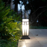 Waterproof Outdoor Fence Post Light Black Aluminum Column Lamp with Frosted Glass for Garden