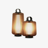 Waterproof Outdoor Portable Lantern for Patio Garden and Camping with Teak Wood Accents