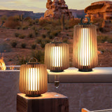 Waterproof Outdoor Portable Lantern for Patio Garden and Camping with Teak Wood Accents