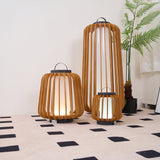 Waterproof Outdoor Portable Lantern for Patio Garden and Camping with Teak Wood Accents
