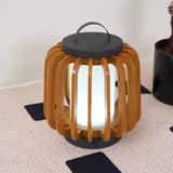 Waterproof Outdoor Portable Lantern for Patio Garden and Camping with Teak Wood Accents