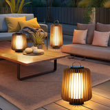 Waterproof Outdoor Portable Lantern for Patio Garden and Camping with Teak Wood Accents