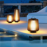 Waterproof Outdoor Portable Lantern for Patio Garden and Camping with Teak Wood Accents