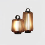 Waterproof Outdoor Portable Lantern for Patio Garden and Camping with Teak Wood Accents
