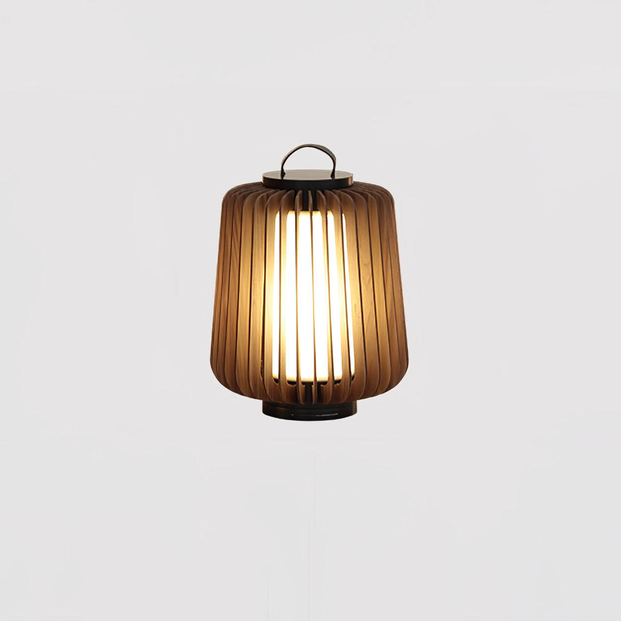 Waterproof Outdoor Portable Lantern for Patio Garden and Camping with Teak Wood Accents