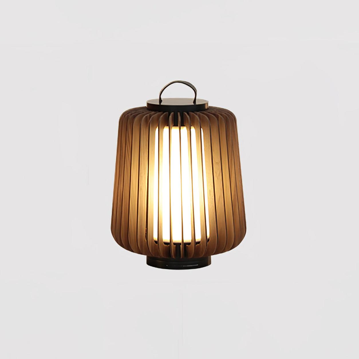 Waterproof Outdoor Portable Lantern for Patio Garden and Camping with Teak Wood Accents