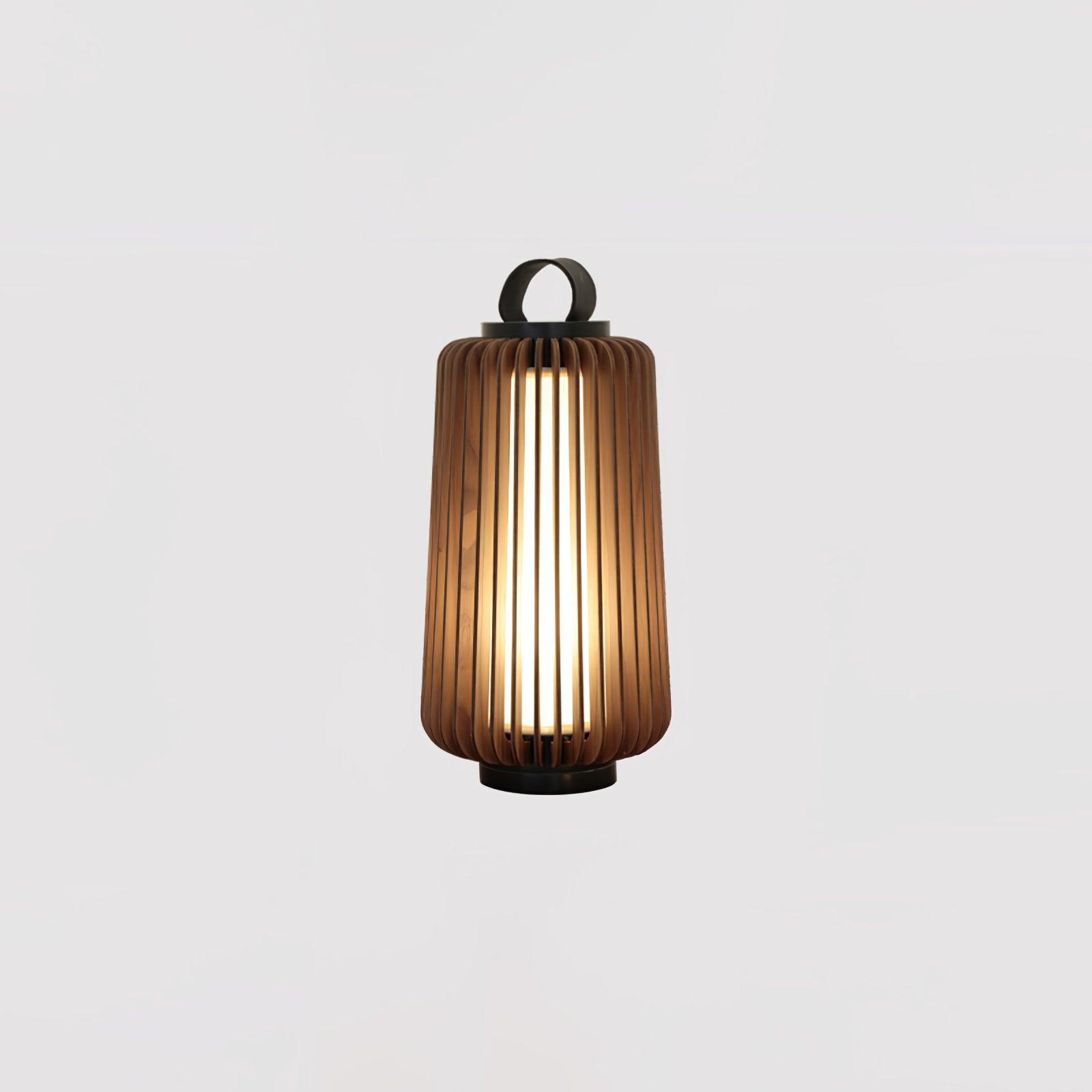 Waterproof Outdoor Portable Lantern for Patio Garden and Camping with Teak Wood Accents