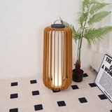 Waterproof Outdoor Portable Lantern for Patio Garden and Camping with Teak Wood Accents