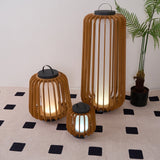 Waterproof Outdoor Portable Lantern for Patio Garden and Camping with Teak Wood Accents