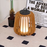 Waterproof Outdoor Portable Lantern for Patio Garden and Camping with Teak Wood Accents