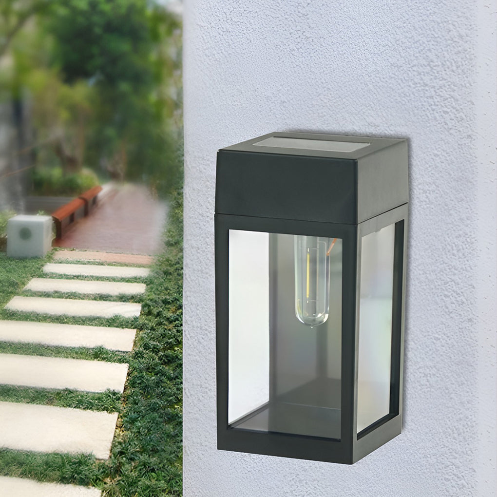 Waterproof Rectangular Glass LED Solar Outdoor Wall Lamp for Garden and Fence