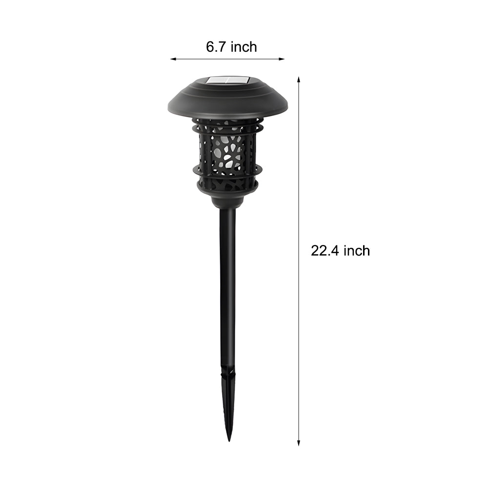 Waterproof Retro Solar Powered Outdoor Pathway Light Black Aluminum Landscape Stake