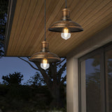 Waterproof Round Iron LED Outdoor Chandelier Retro Industrial Style Hanging Light for Porch