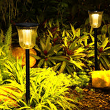 Waterproof Round Solar Powered LED Garden Pathway Lights with Motion Sensor 2 Piece Set for Outdoor Walkways