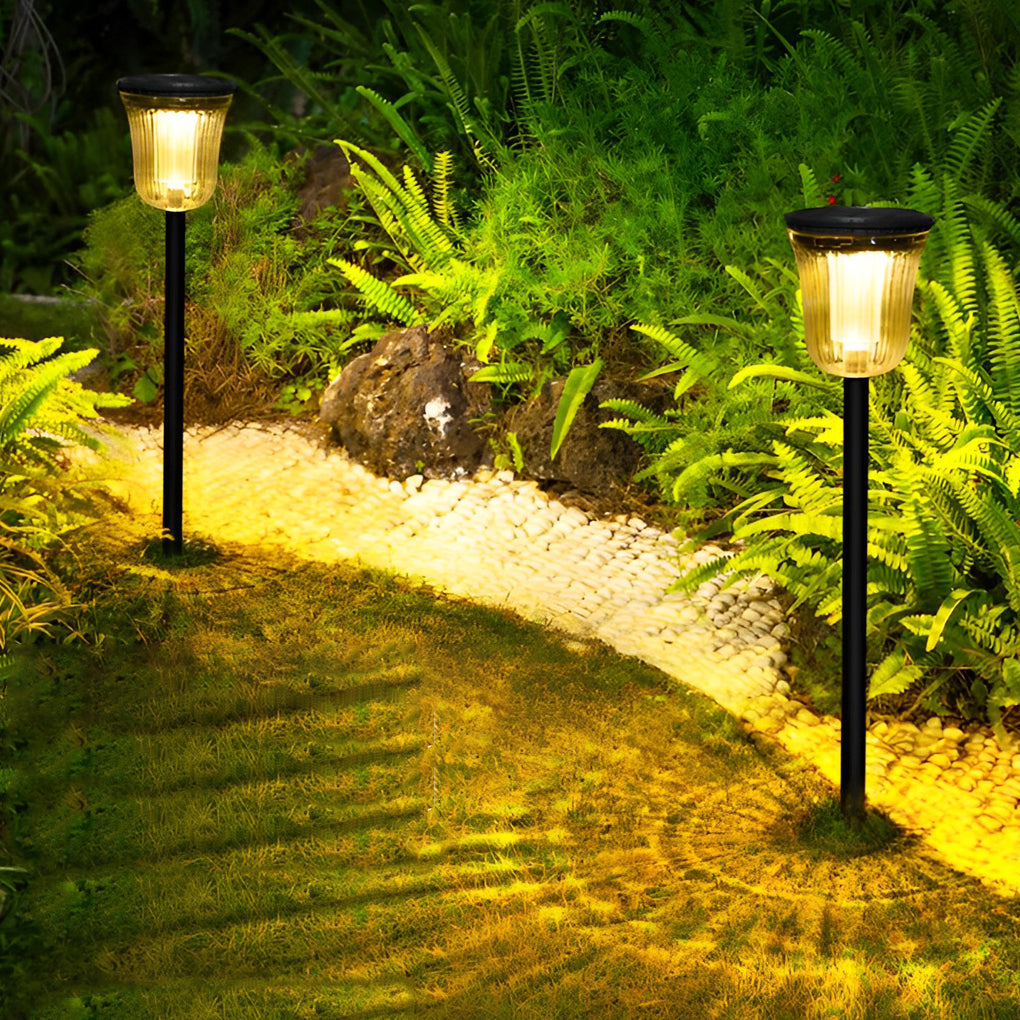 Waterproof Round Solar Powered LED Garden Pathway Lights with Motion Sensor 2 Piece Set for Outdoor Walkways