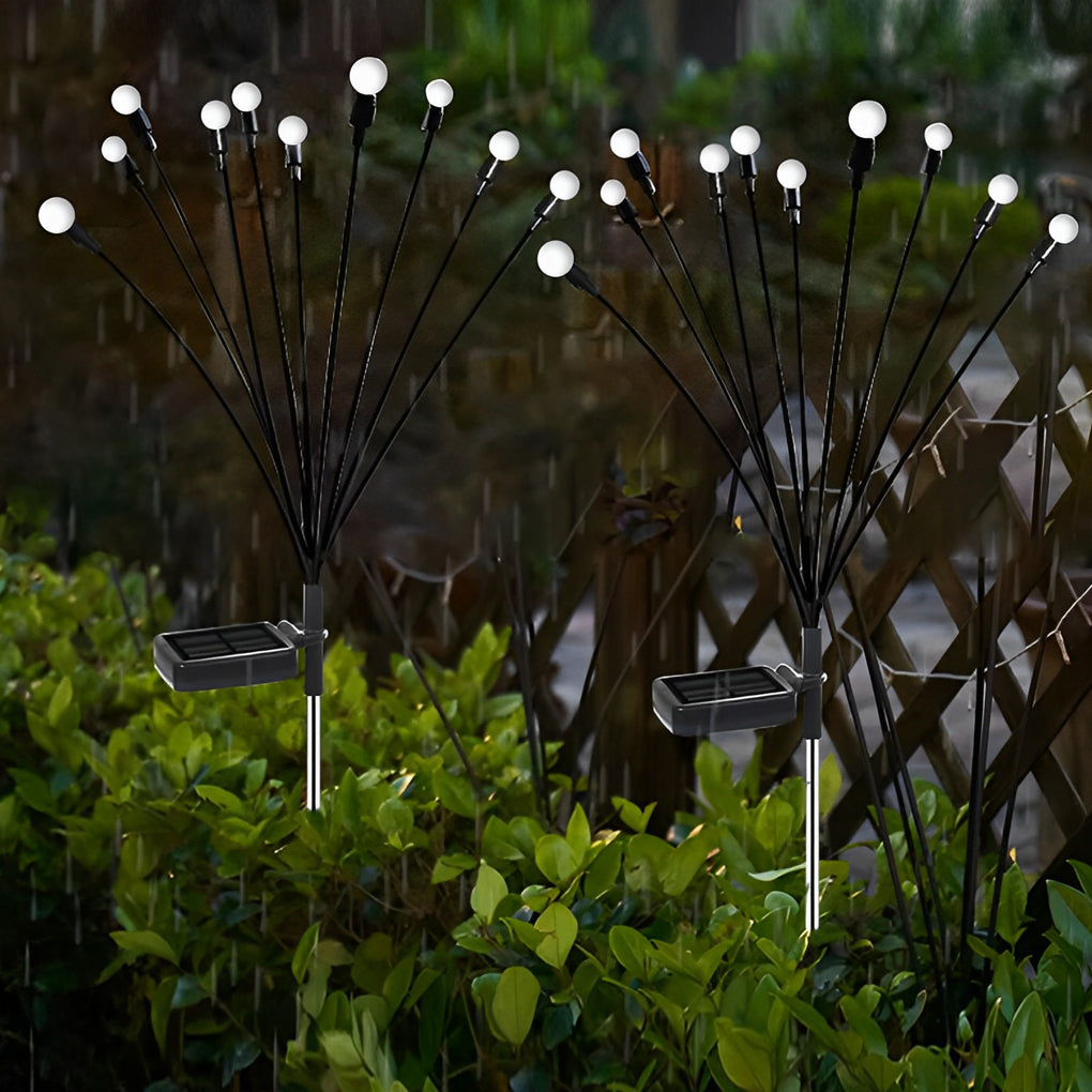 Waterproof Solar Firefly Garden Lights Set of 2 Outdoor 10 LED Swaying Landscape Pathway Decor