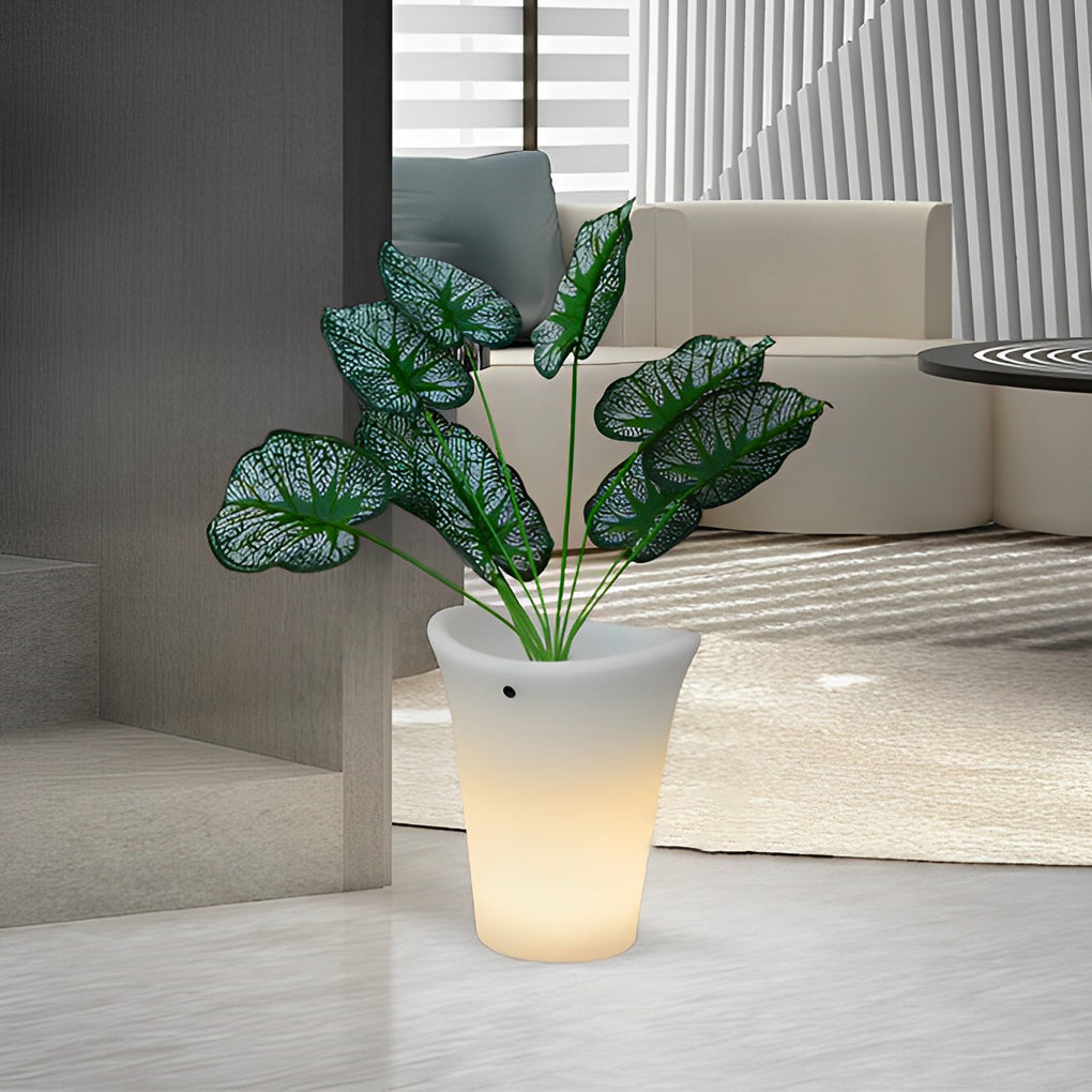 Waterproof Solar LED Luminous Flowerpot Outdoor Landscape Planter Light for Modern Garden Pathways