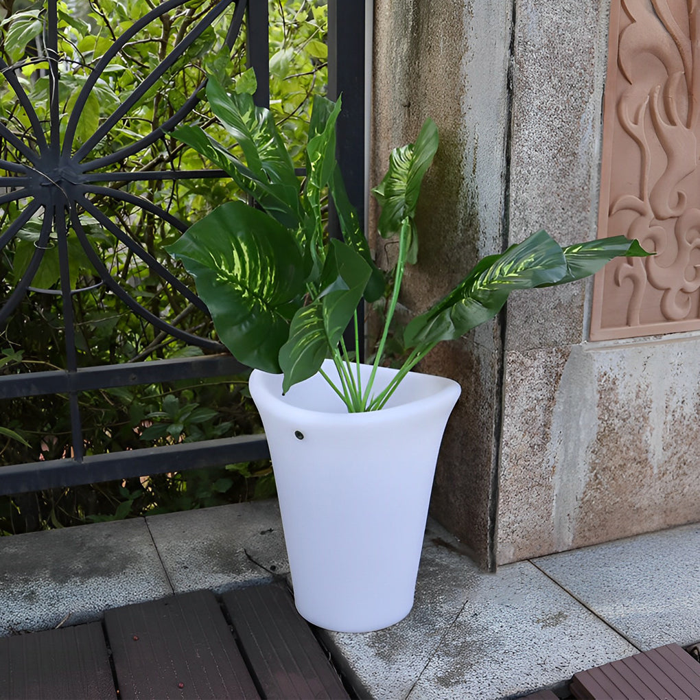 Waterproof Solar LED Luminous Flowerpot Outdoor Landscape Planter Light for Modern Garden Pathways