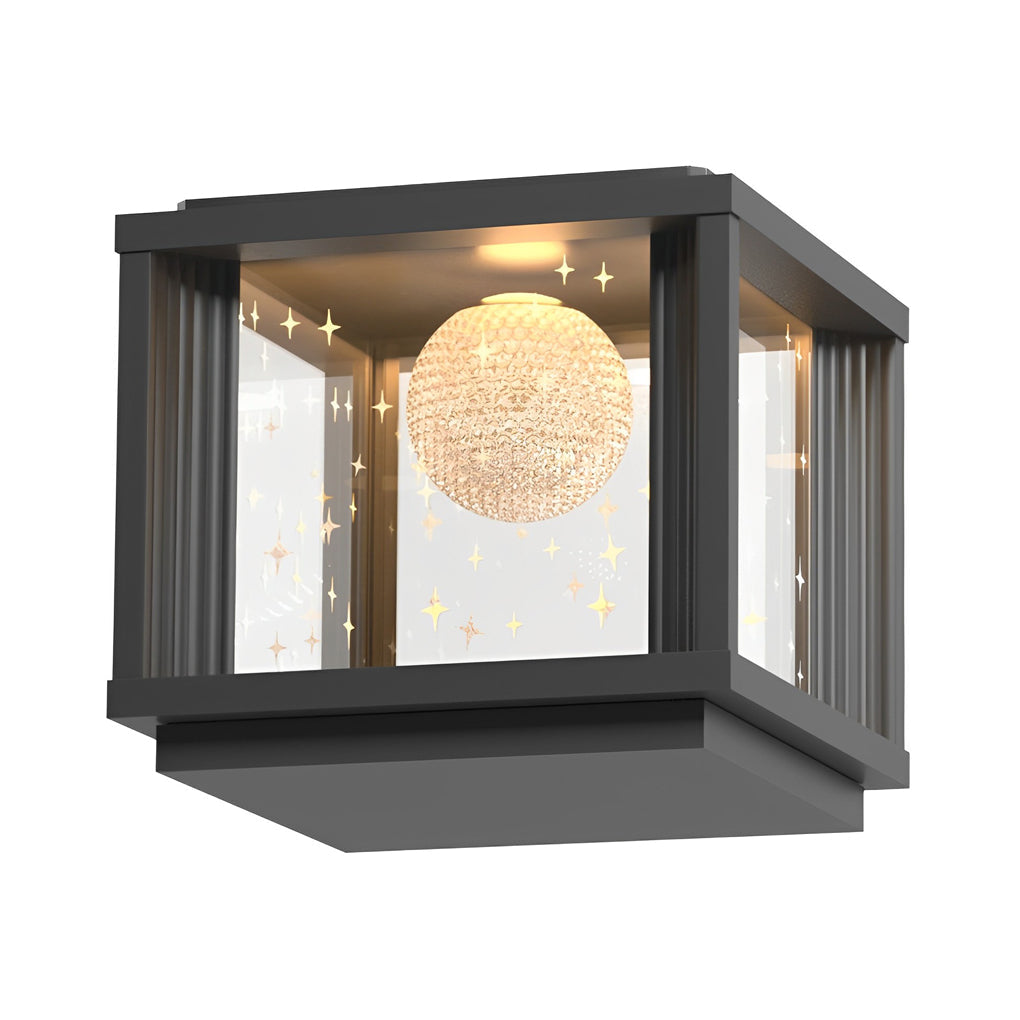 Waterproof Solar Powered Crystal Glass Ball Pillar Light LED Outdoor Garden Fence Post Lamp