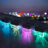 Waterproof Solar Powered Fence Lights with RGB Color Changing and Warm White LED for Deck Step and Wall 2 Pack