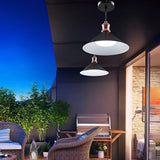 Waterproof Solar Powered LED Pendant Light Hanging Conical Garden Lamp with Dual Color Modes