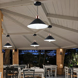 Waterproof Solar Powered LED Pendant Light Hanging Conical Garden Lamp with Dual Color Modes
