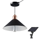 Waterproof Solar Powered LED Pendant Light Hanging Conical Garden Lamp with Dual Color Modes