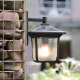 Waterproof Solar Powered Outdoor Wall Sconce Black Aluminum and Glass Exterior Garden Lantern