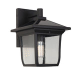 Waterproof Solar Powered Outdoor Wall Sconce Black Aluminum and Glass Exterior Garden Lantern