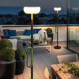 Waterproof Solar Torchiere Outdoor Floor Lamp 76 Inch Tall Portable Black Aluminum Garden Light