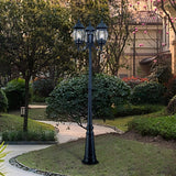 Waterproof Triple Head European Garden Street Light Post for Yard and Path Lighting in Black